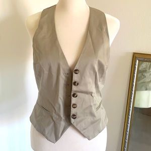 Beige button up vest